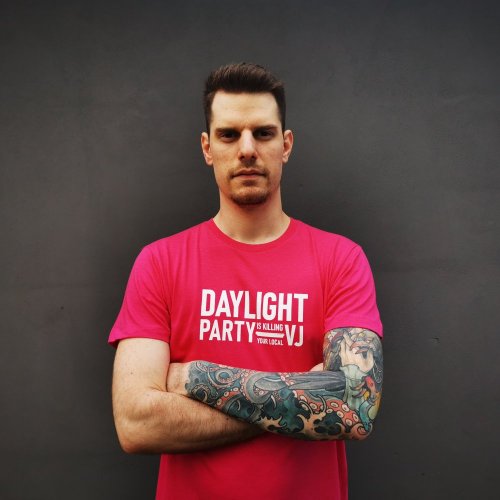Man T-shirt Daylight Party, magenta - Size: XXL