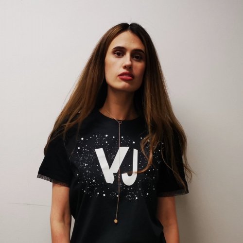 Women´s T-shirt VJ MAFIA with laces, fluorescent design VJ, glows in the dark